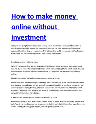 Making money online writing for share